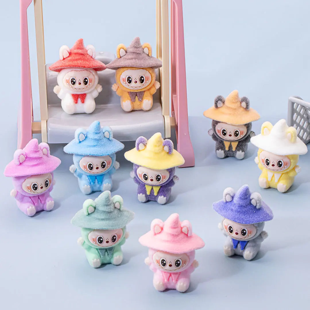 1-10Pcs Lububu Anime Magician Flocked DIY Action Figure Decorative Pendant Desktop Kawaii Dolls Car Ornaments Toy Christmas Gift