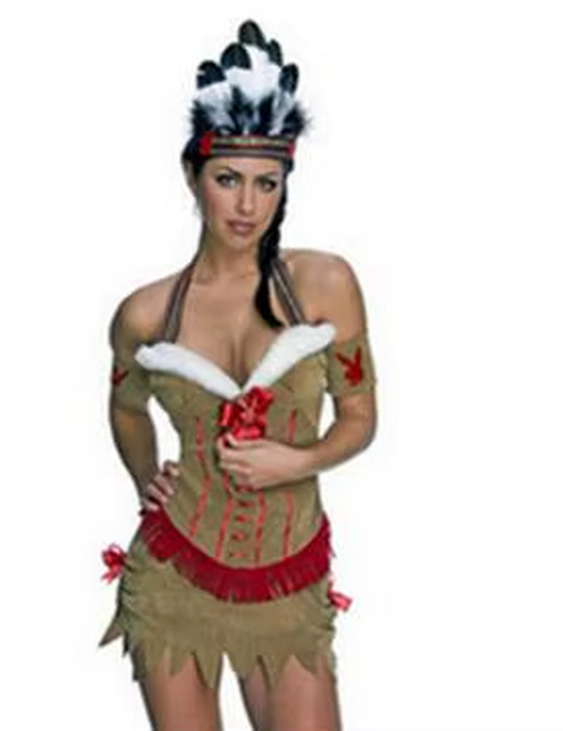 Free Shipping Superior Quality Hunter Women Pocahontas Adult Fancy Dress Halloween Cosplay Costume Aboriginals Chief Costume