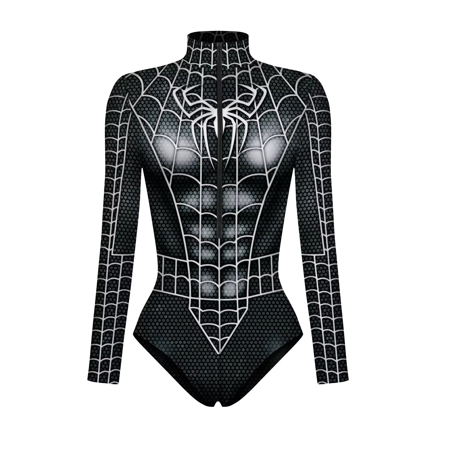 Superhero Spiderman Bodysuit for Women Captain America Cosplay 3D Print Long Sleeve Swimsuit Adult Halloween Carnival Costumes