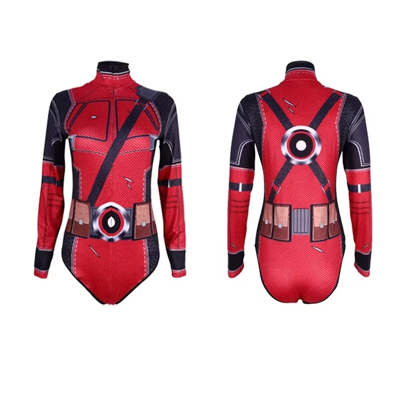 Superhero Spiderman Bodysuit for Women Captain America Cosplay 3D Print Long Sleeve Swimsuit Adult Halloween Carnival Costumes