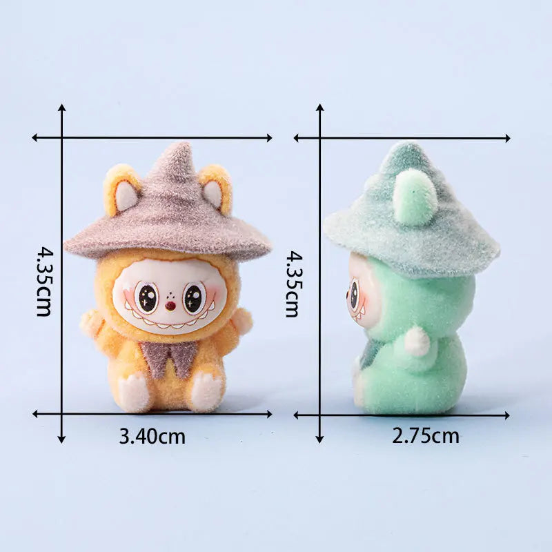 1-10Pcs Lububu Anime Magician Flocked DIY Action Figure Decorative Pendant Desktop Kawaii Dolls Car Ornaments Toy Christmas Gift