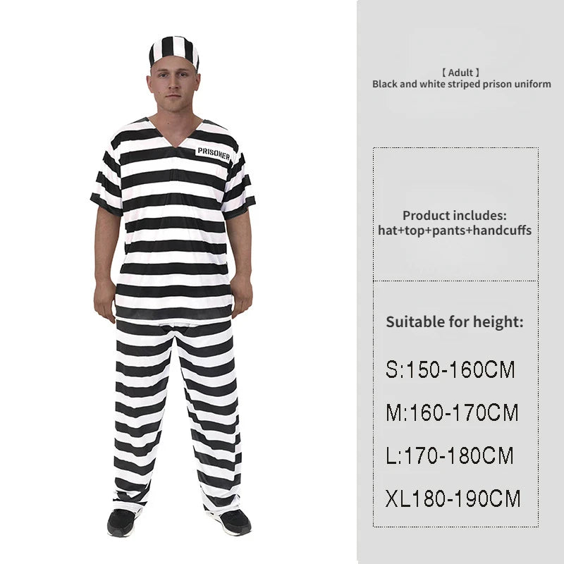 Adult Inmate Costume Orange Prisoner Jumpsuit Jailbird Outfit for Halloween Orange Prisoner Costume Men Jail Jumpsuit Costume