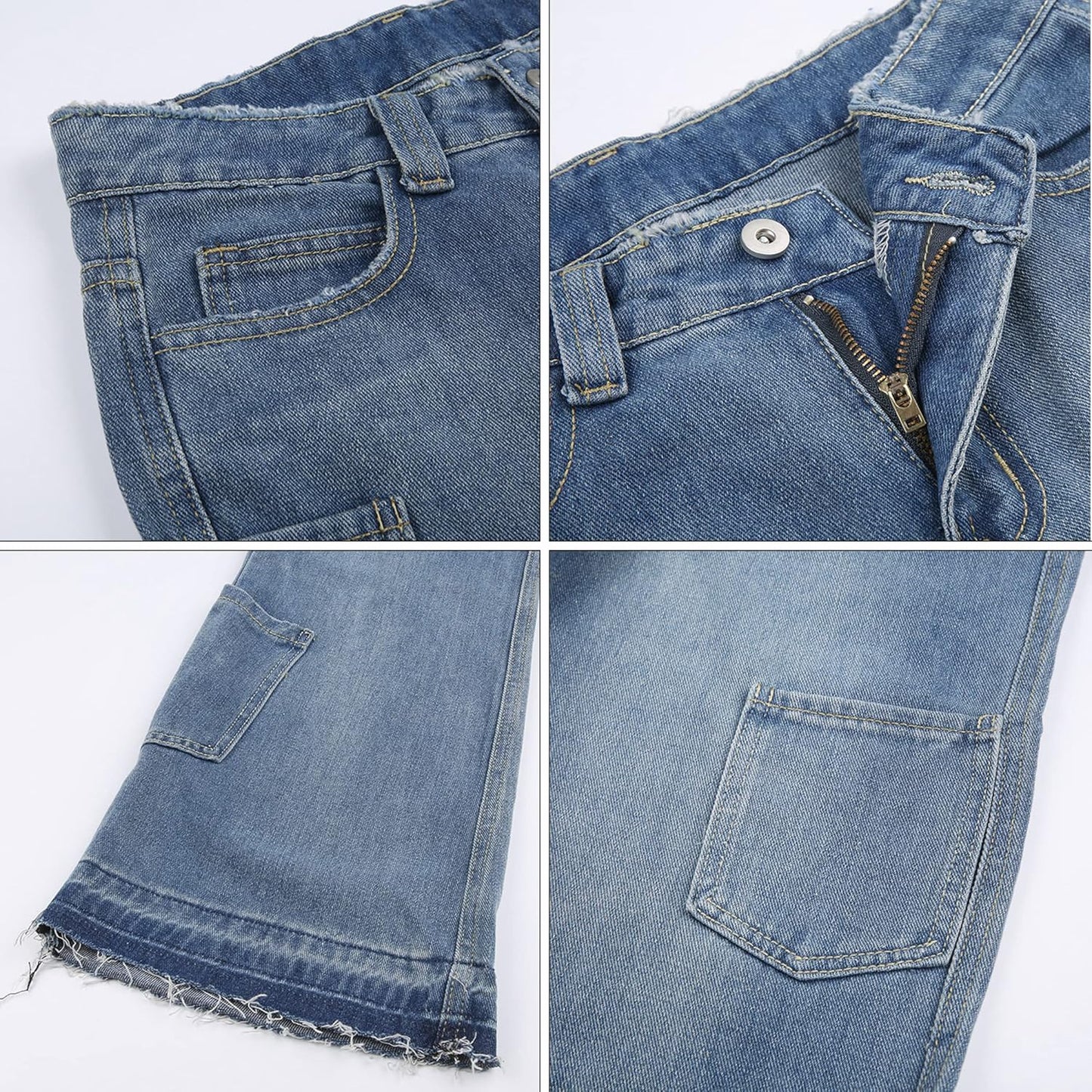 Womens Star Print Jeans Y2K Jeans Baggy Denim Pants Vintage Blue Jeans Straight Leg Pants