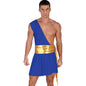 Mens Ancient Greek God Toga Gladiator Costumes Roman Emperor One Shoulder Sleeveless Robe Halloween Medieval Warrior Outfits