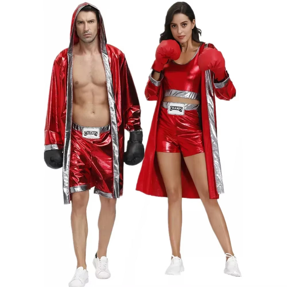 Adult Robe Boxing Costumes Boxer Uniform Cosplay for Men Women Couples Halloween Carnival Party