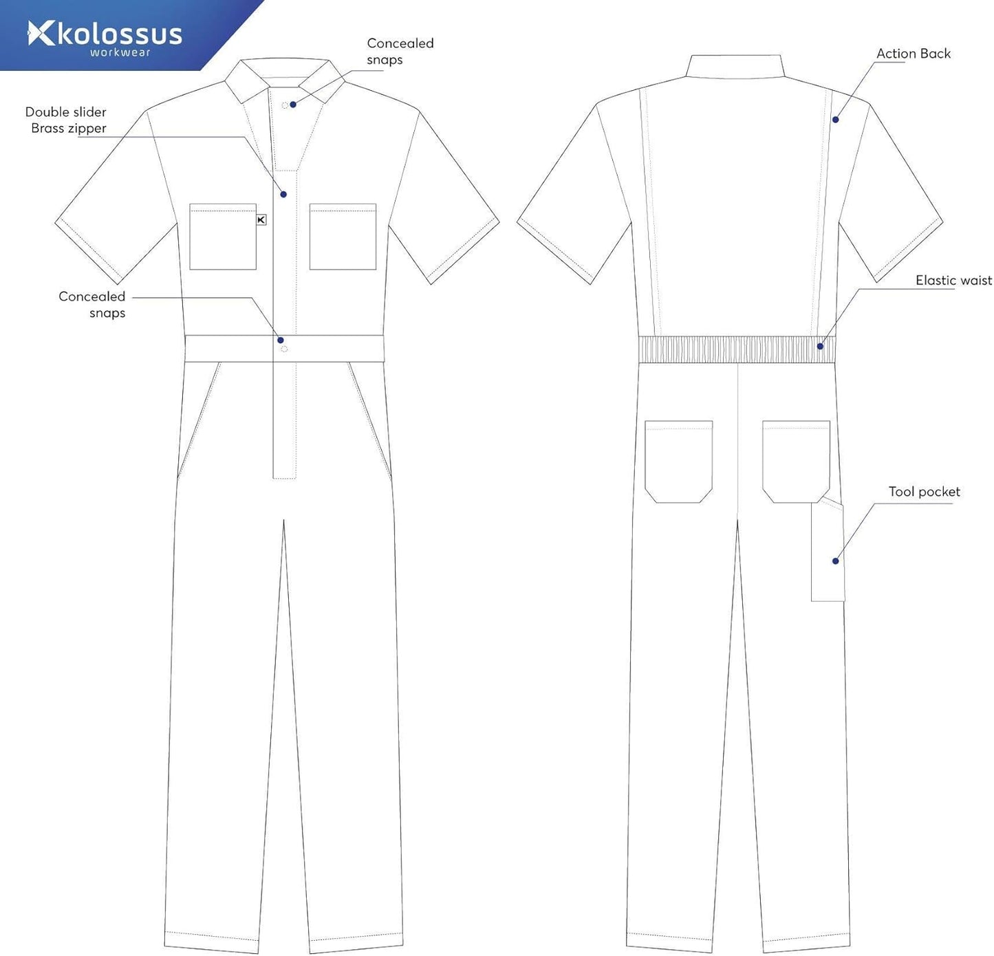 Coveralls for Men Short Sleeve - Blended - Work Jumpsuit Men