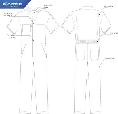 Coveralls for Men Short Sleeve - Blended - Work Jumpsuit Men