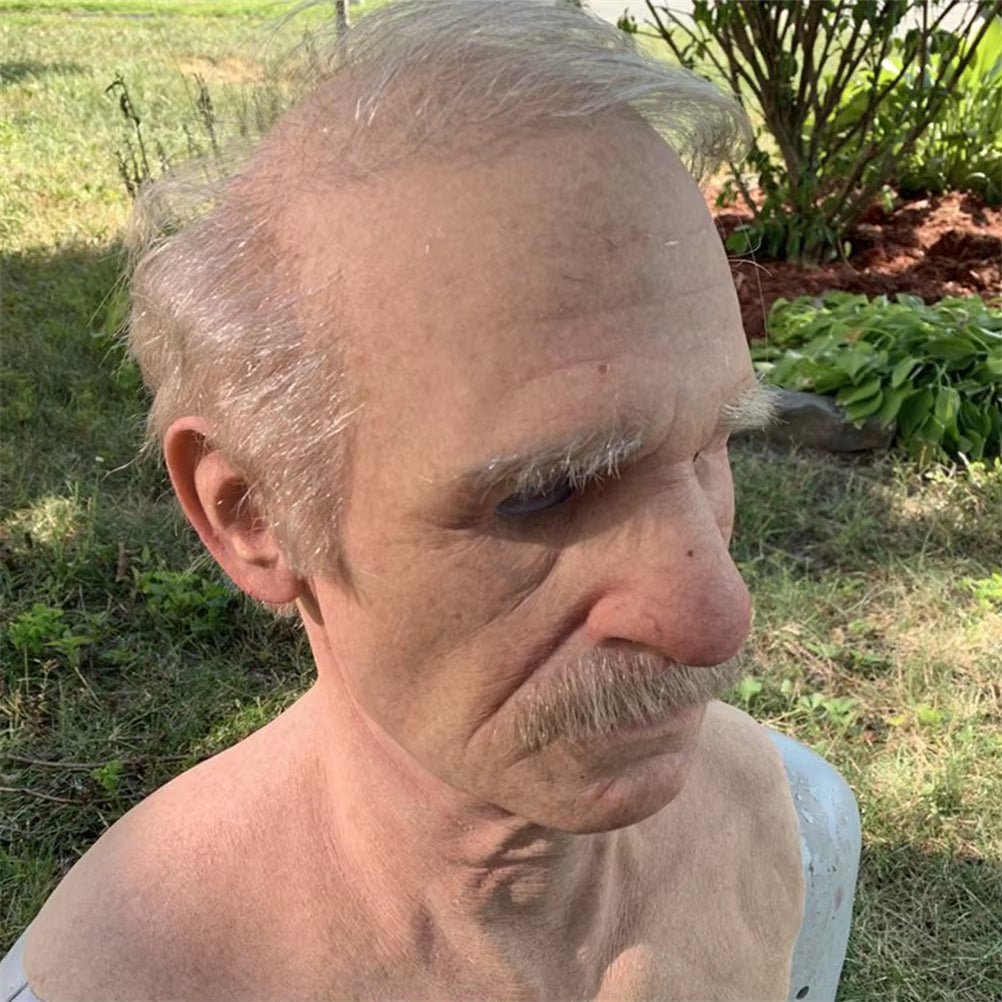 Halloween Headgear Halloween Latex Old Man Face Cover Elder Old Man Headgear for Masquerade Halloween Headgear Prop