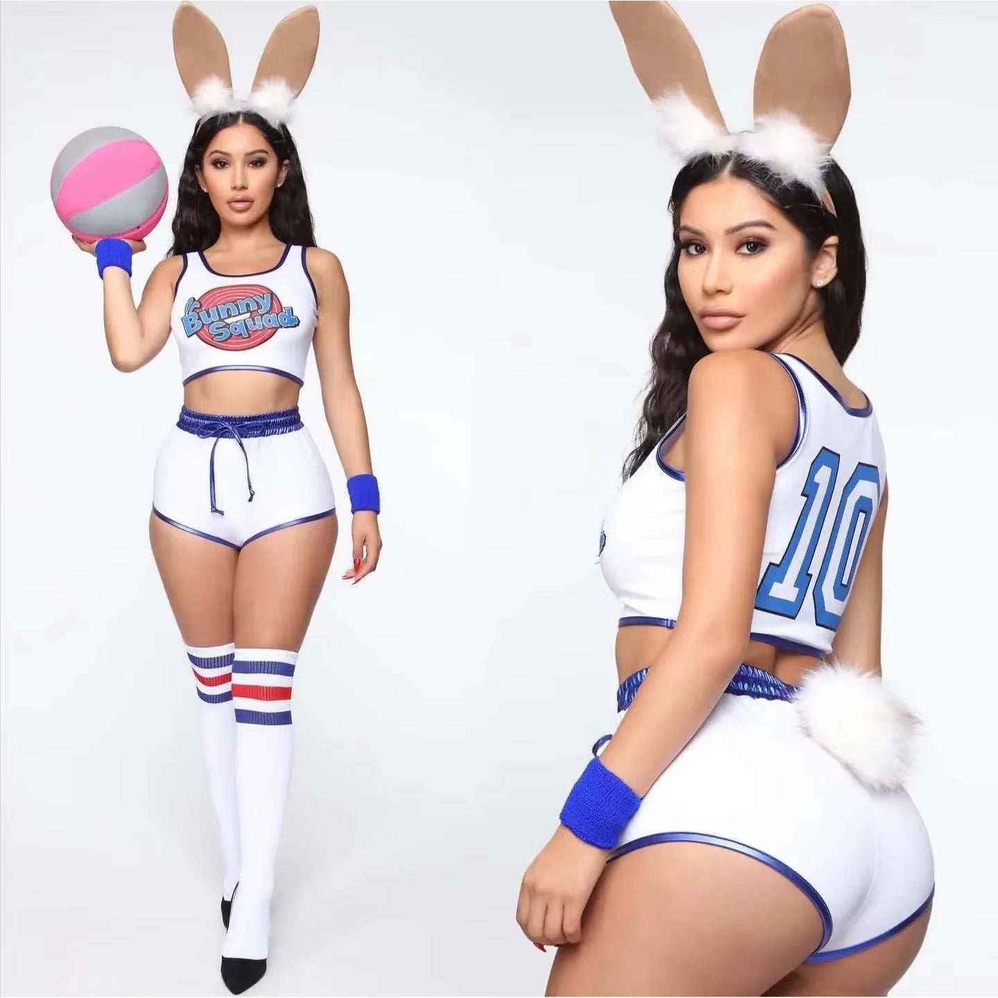 Space Lola Bunny Rabbit Cosplay Costume Rabbit Bunny Jam Costumes Women Girls Halloween Party Costumes Tops Shorts Outfit Set
