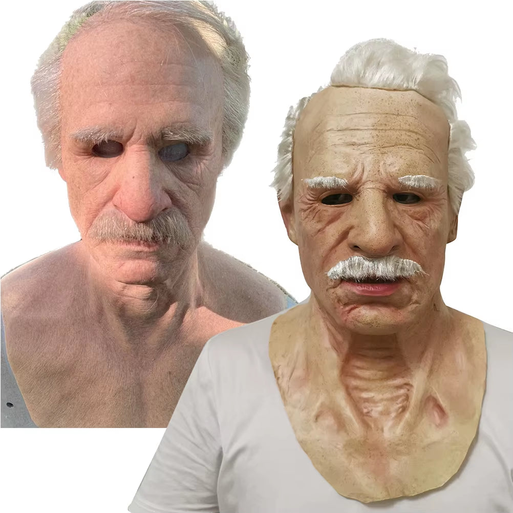 Halloween Headgear Halloween Latex Old Man Face Cover Elder Old Man Headgear for Masquerade Halloween Headgear Prop
