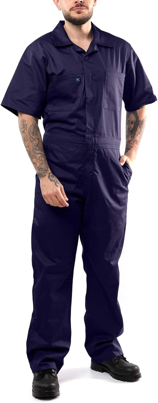 Coveralls for Men Short Sleeve - Blended - Work Jumpsuit Men