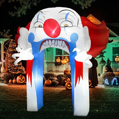 10 FT Halloween Inflatable Archway Outdoor Decoration with LED Light, Large Clown Blow up Yard Decor for Garden Lawn Party