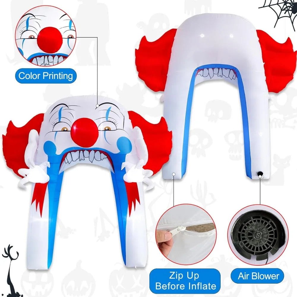 10 FT Halloween Inflatable Archway Outdoor Decoration with LED Light, Large Clown Blow up Yard Decor for Garden Lawn Party
