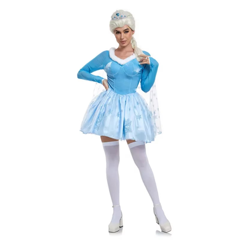 Halloween Purim Anime Anna Elsa Cinderella Peach Belle Snow White Arora Princess Cosplay Costume Masquerade Queen Fancy Dress
