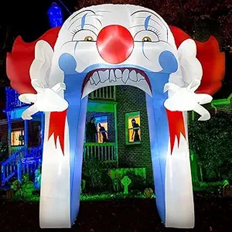 10 FT Halloween Inflatable Archway Outdoor Decoration with LED Light, Large Clown Blow up Yard Decor for Garden Lawn Party
