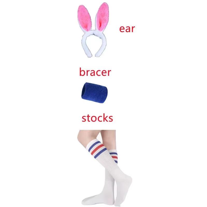 Space Lola Bunny Rabbit Cosplay Costume Rabbit Bunny Jam Costumes Women Girls Halloween Party Costumes Tops Shorts Outfit Set