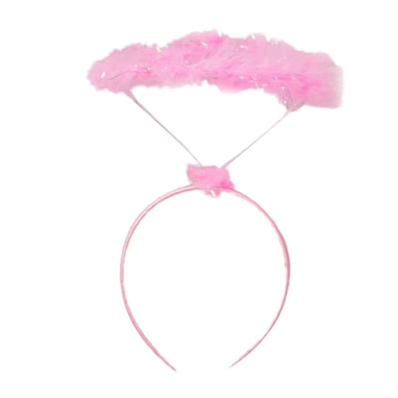 Adult Kids Angel Feather Halo Headband Women Men Halloween Birthday Costume Headpiece Stage Show Party Hair Hoop Photo Props
