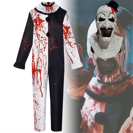 Movie Terrifier Art the Clown Cosplay Costume Adult Unisex Joker Uniform Jumpsuit Full Set Suit Halloween Outfits