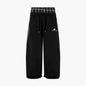 American Retro College Style Loose Fit Two-Piece Set with Double Waist Head Fake Bathroom Pants for Sports Leisure Fashion