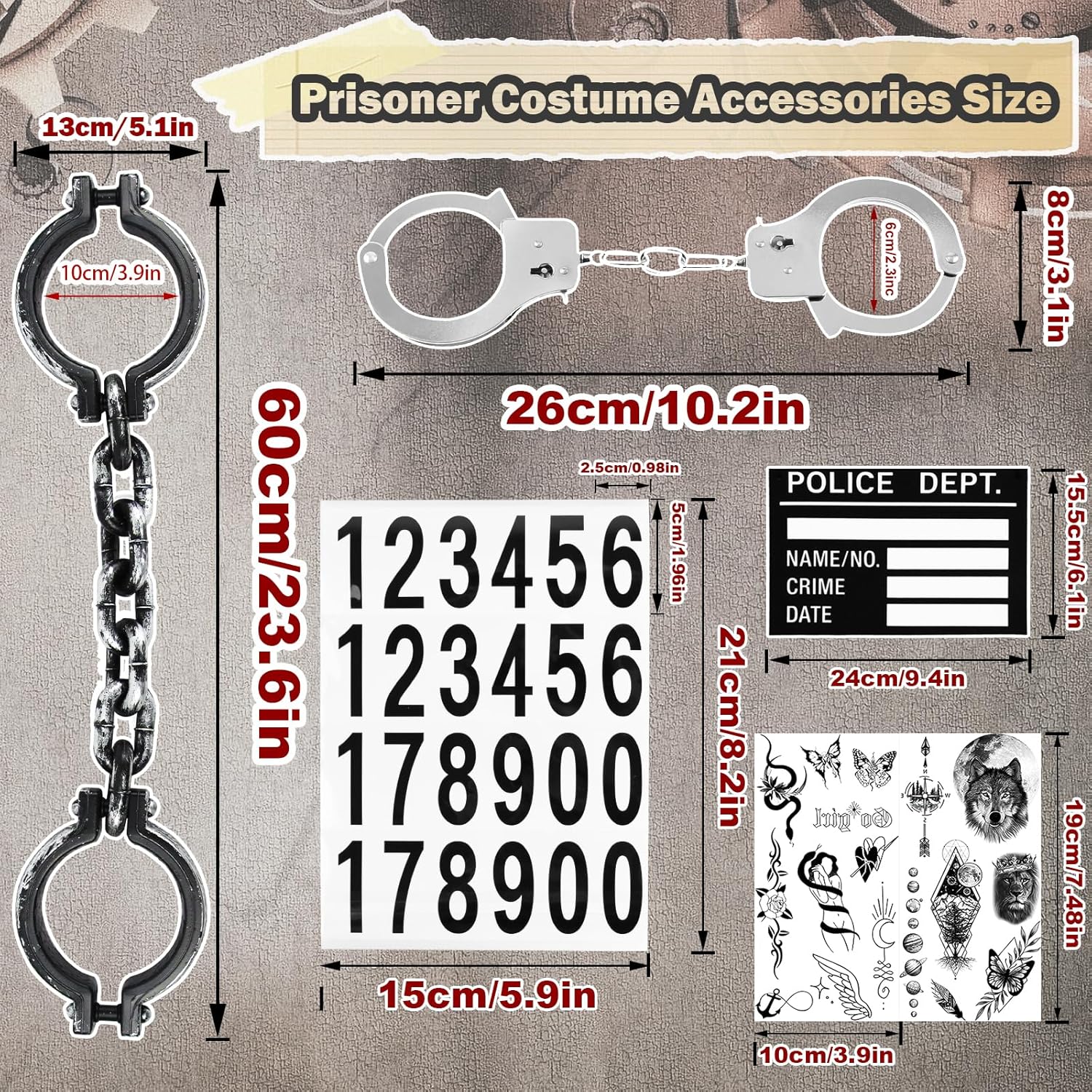 Prisoner Costume Men Orange Prisoner Jumpsuit Adult Jail Costume Halloween Cosplay Inmate Costume Set