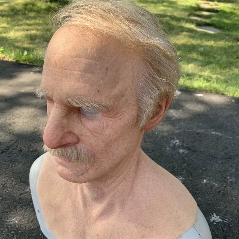 Halloween Headgear Halloween Latex Old Man Face Cover Elder Old Man Headgear for Masquerade Halloween Headgear Prop