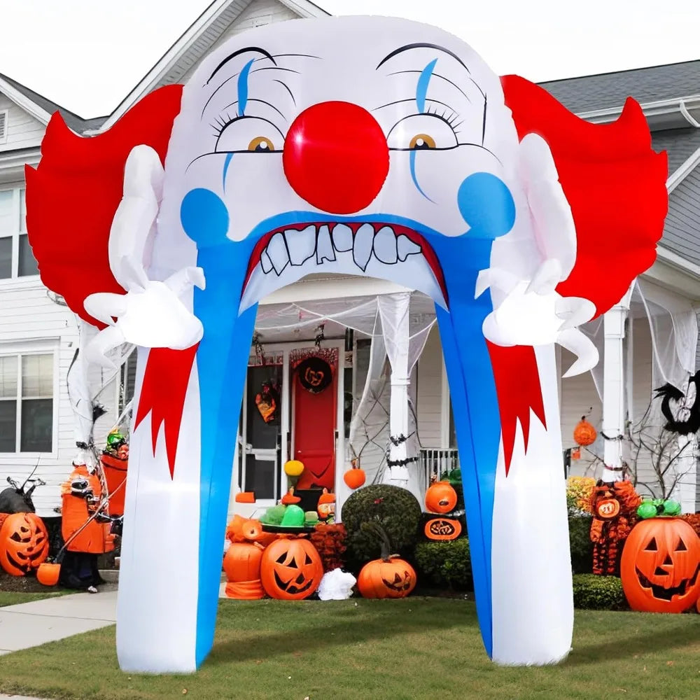 10 FT Halloween Inflatable Archway Outdoor Decoration with LED Light, Large Clown Blow up Yard Decor for Garden Lawn Party