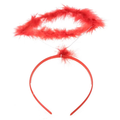 Adult Kids Angel Feather Halo Headband Women Men Halloween Birthday Costume Headpiece Stage Show Party Hair Hoop Photo Props