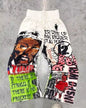 American Sweatpants Y2K Pants Men Gothic Hip Hop Letter Patch Retro Double Layer Design Baggy Elastic Waist Jogging Casual Pants