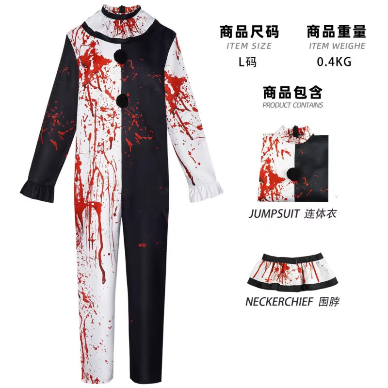Movie Terrifier Art the Clown Cosplay Costume Adult Unisex Joker Uniform Jumpsuit Full Set Suit Halloween Outfits
