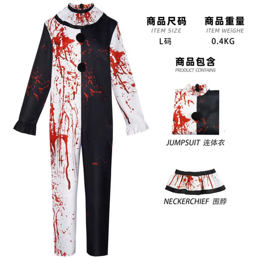Movie Terrifier Art the Clown Cosplay Costume Adult Unisex Joker Uniform Jumpsuit Full Set Suit Halloween Outfits