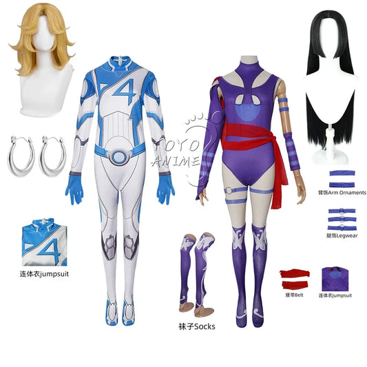 Rivals Fantastic Fourth Susan Storm Cosplay Women Men Jumpsuit Costume Invisible Lady Fantastic Disguise Halloween Carnival Suit