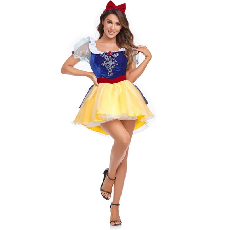 Halloween Purim Anime Anna Elsa Cinderella Peach Belle Snow White Arora Princess Cosplay Costume Masquerade Queen Fancy Dress