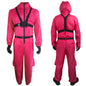 Children'S Long Sleeved Solid Color Red Jumpsuit Cosplay Clothing Tv Game Kids Pink Jumpsuit Costume Set (Gloves+Suspenders)