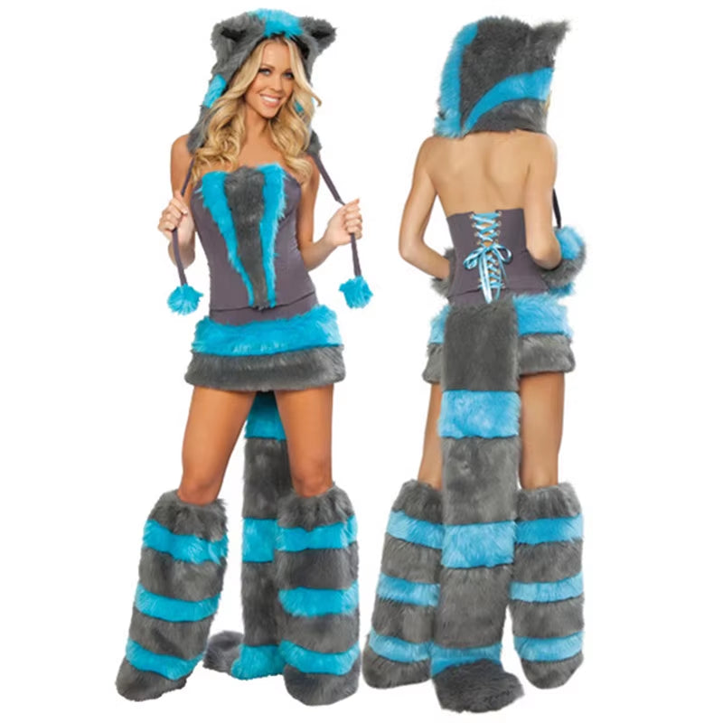 Adult Sexy Furry Animal Costume for Women Animal Costumes Halloween Carnival Rabbit Wolf Fox Cat Cosplay Furry Costumes Outfits