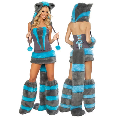 Adult Sexy Furry Animal Costume for Women Animal Costumes Halloween Carnival Rabbit Wolf Fox Cat Cosplay Furry Costumes Outfits