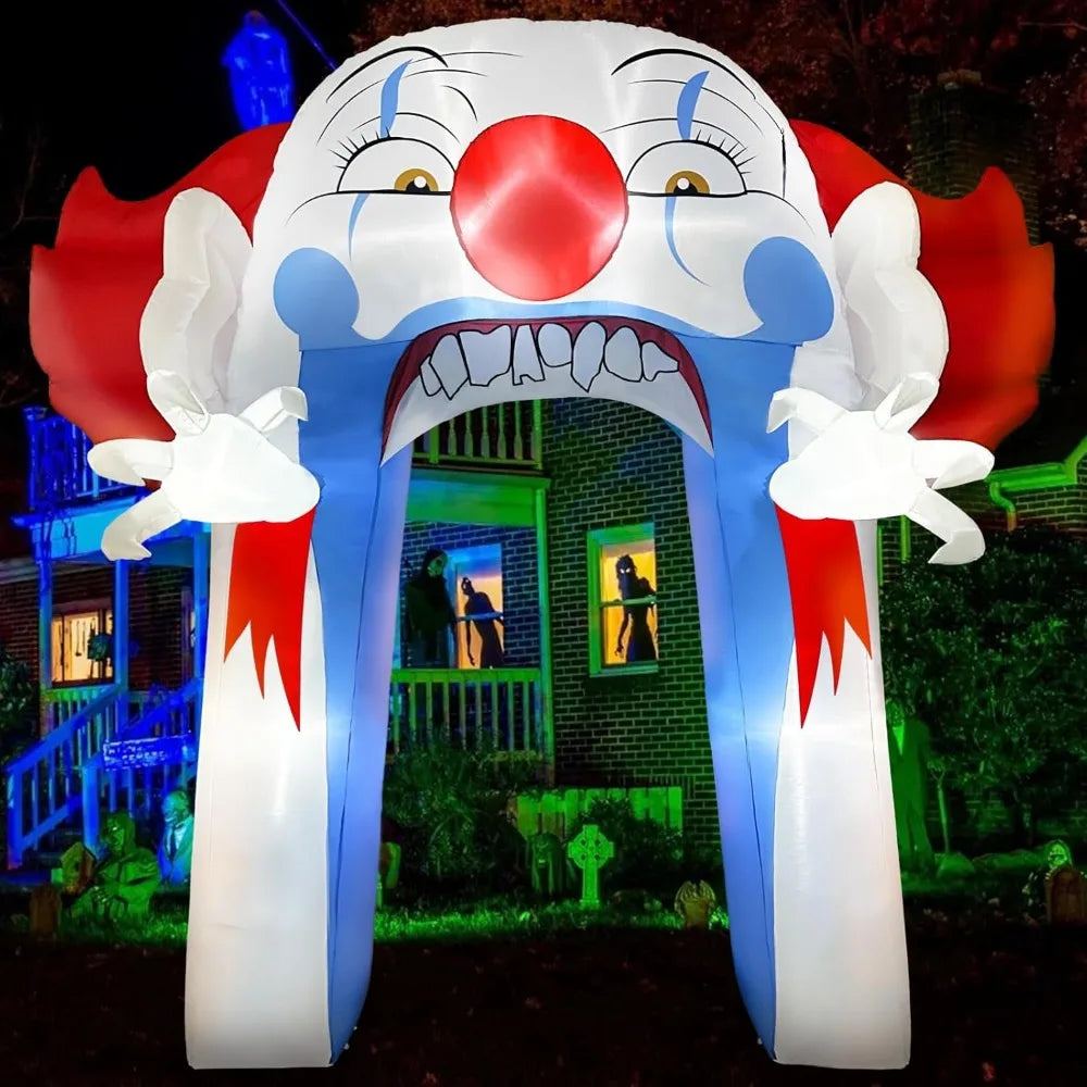 10 FT Halloween Inflatable Archway Outdoor Decoration with LED Light, Large Clown Blow up Yard Decor for Garden Lawn Party