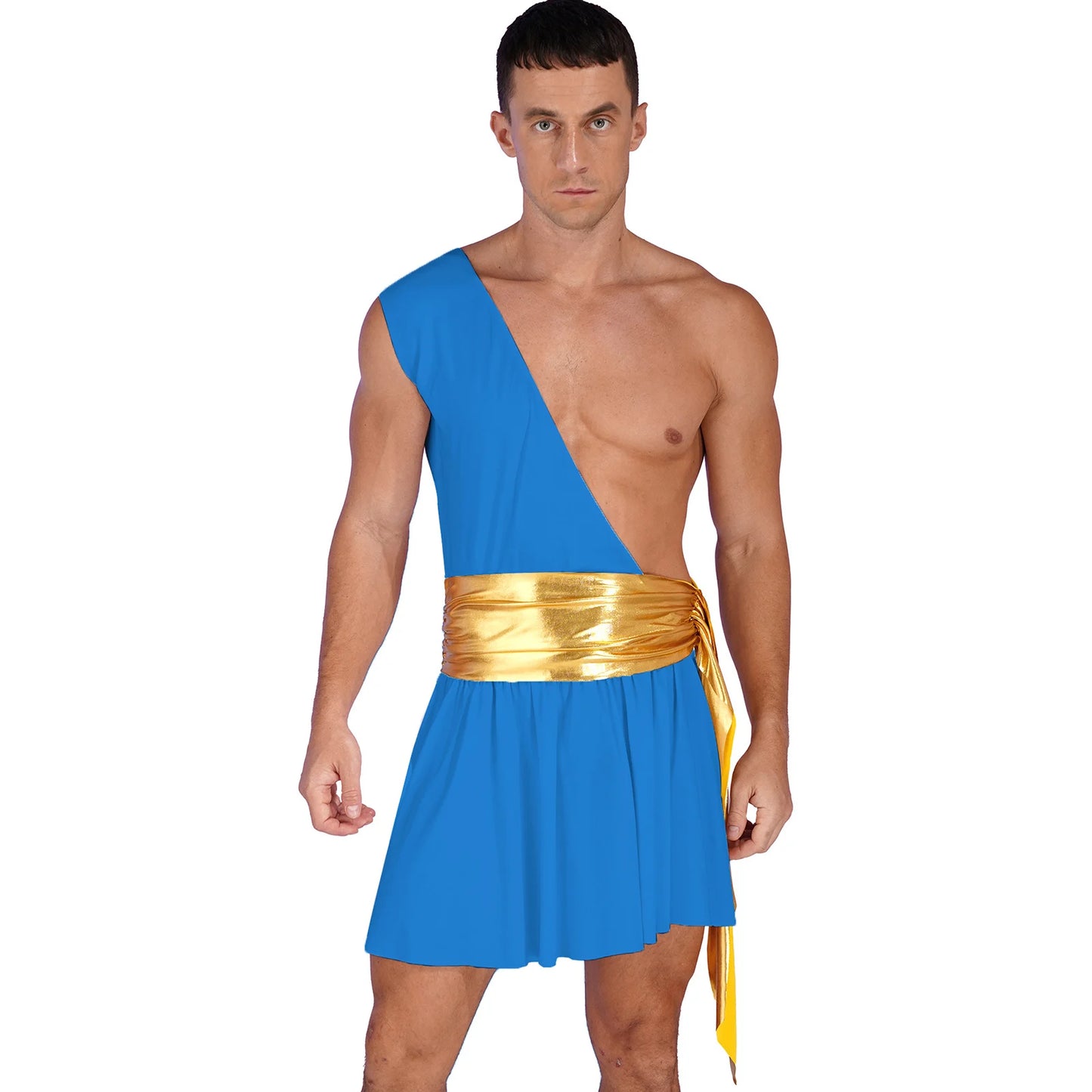 Men'S Ancient Greek God Halloween Party Costume Cosplay One Shoulder Strap Skirts Knight Warrior Theatrical Performance Outfit