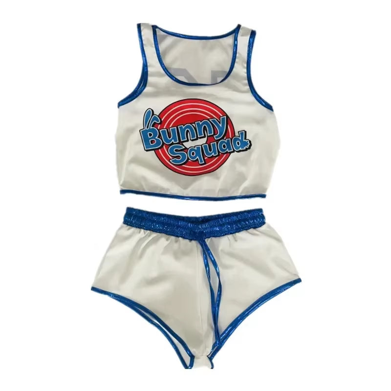 Space Lola Bunny Rabbit Cosplay Costume Rabbit Bunny Jam Costumes Women Girls Halloween Party Costumes Tops Shorts Outfit Set