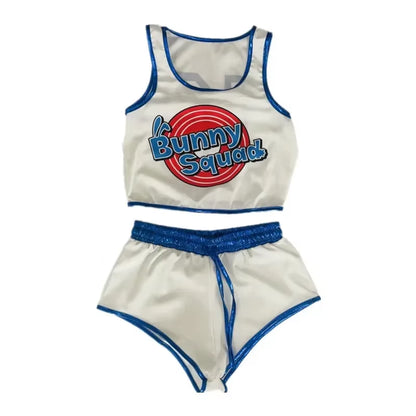 Space Lola Bunny Rabbit Cosplay Costume Rabbit Bunny Jam Costumes Women Girls Halloween Party Costumes Tops Shorts Outfit Set