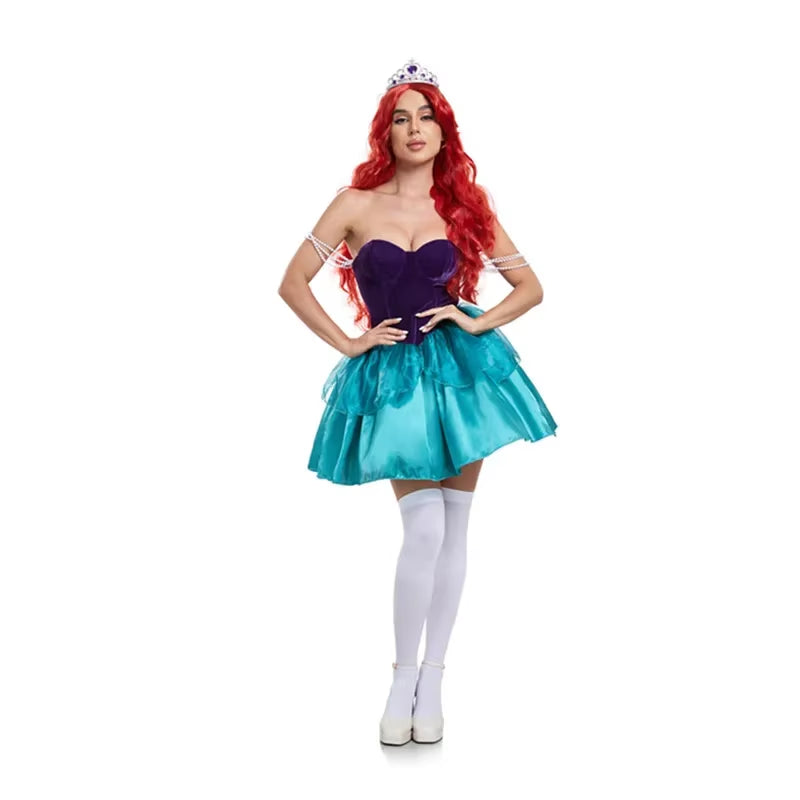 Halloween Purim Anime Anna Elsa Cinderella Peach Belle Snow White Arora Princess Cosplay Costume Masquerade Queen Fancy Dress