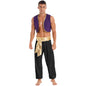Aladin Costume Men Arabian Prince Cosplay Dress up Waistcoat Top Harem Pants Suit Halloween Theme Party Carnival Stage Dancewear